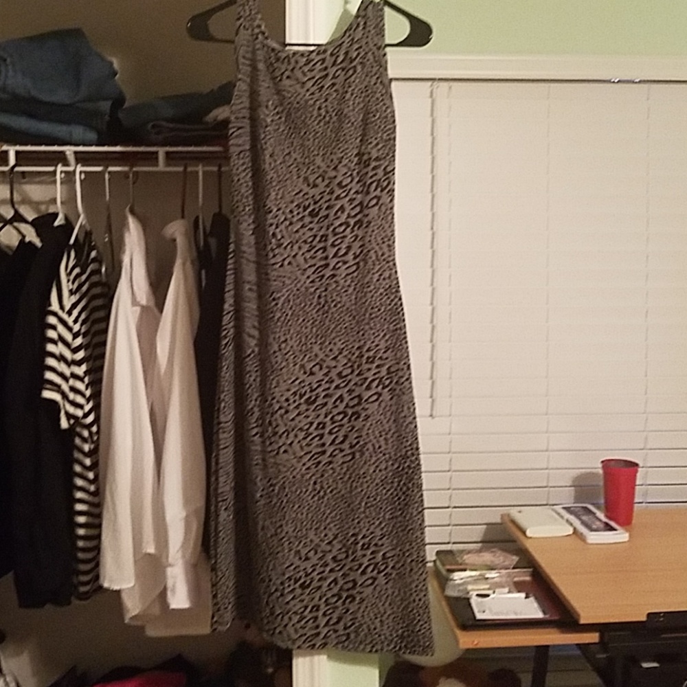 Grey and black leopard print dress